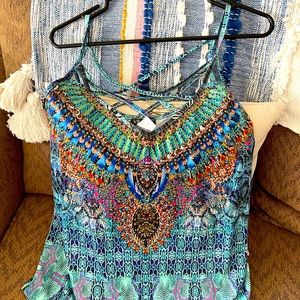 Top- peacock blue with a blast of different colors